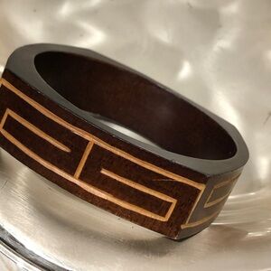 5for$20📗Brown Wooden Inlay Bangle Bracelet